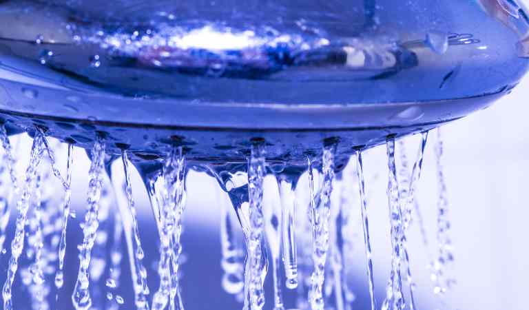 Blue water from blue shower