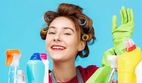 woman with some cleaning essentials