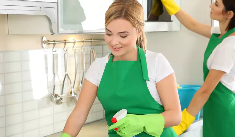 professional cleaner during a cleaning job