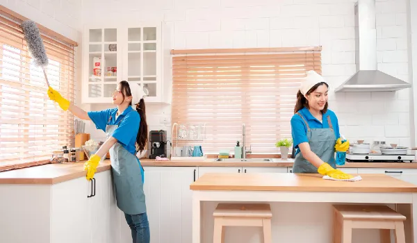 Housework or house keeping service female cleaning dust in house cleaning agency small business professional equipment cleaning old home